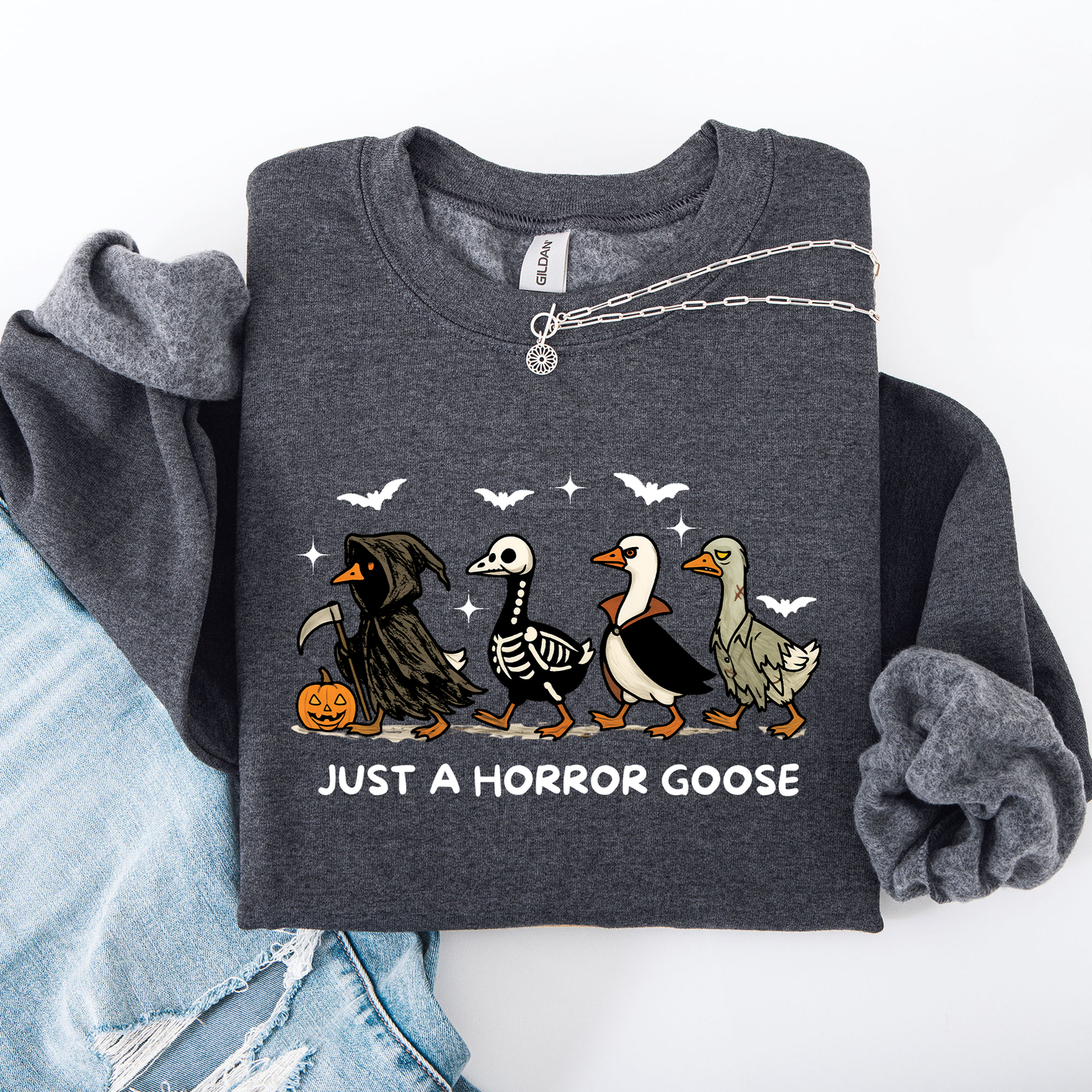 Just A Horror Goose, Cute, Halloween, Spooky Sweatshirt