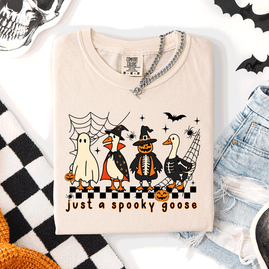 Just A Spooky Goose, Checkered, Halloween, Spooky, Comfort Colors T-Shirt