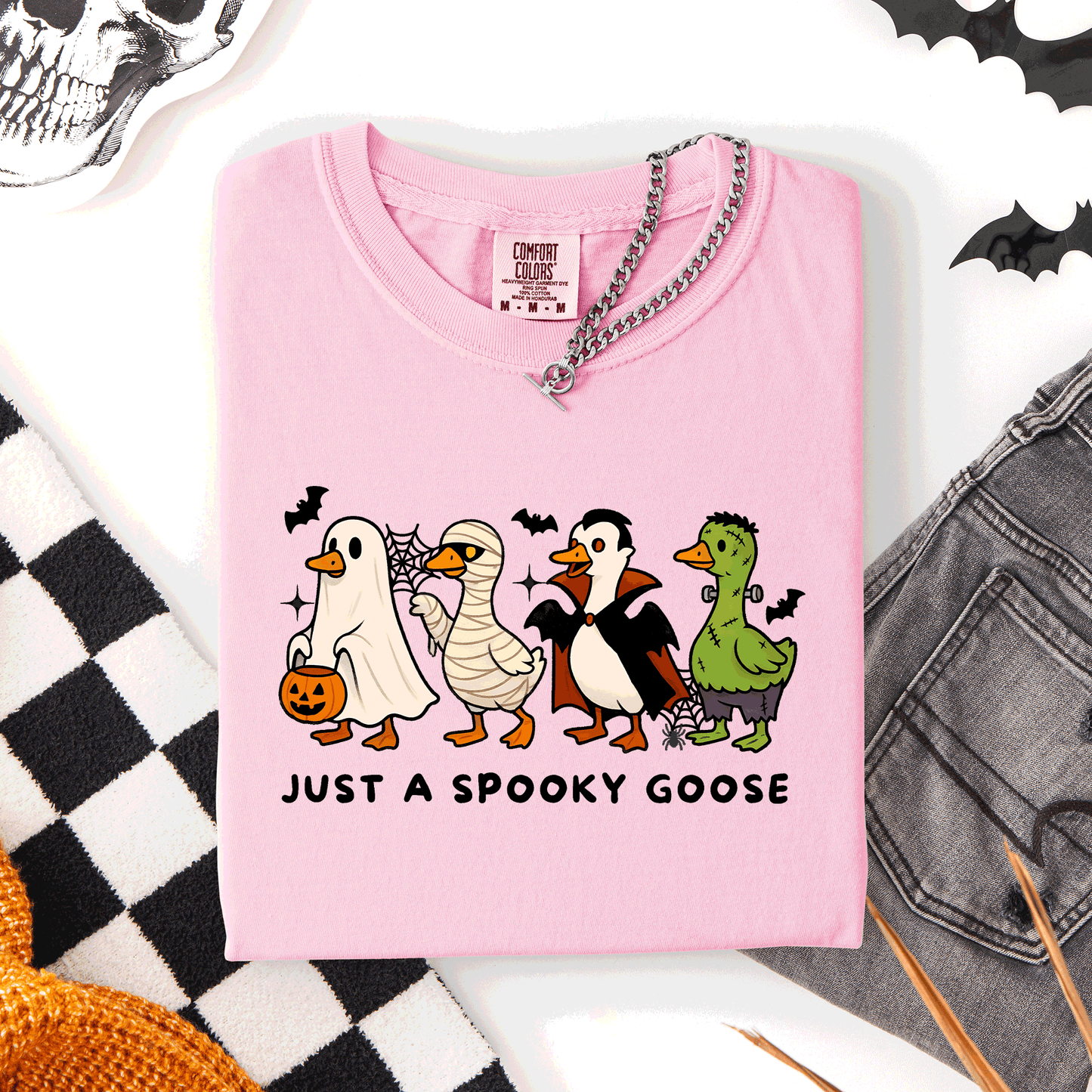 Just A Spooky Goose, Dracula, Vampire, Ghost, Mummy, Halloween, Funny, Comfort Colors T-Shirt