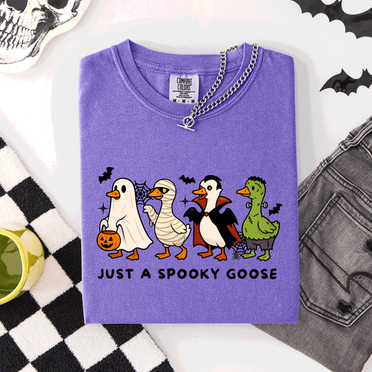Just A Spooky Goose, Dracula, Vampire, Ghost, Mummy, Halloween, Funny, Comfort Colors T-Shirt