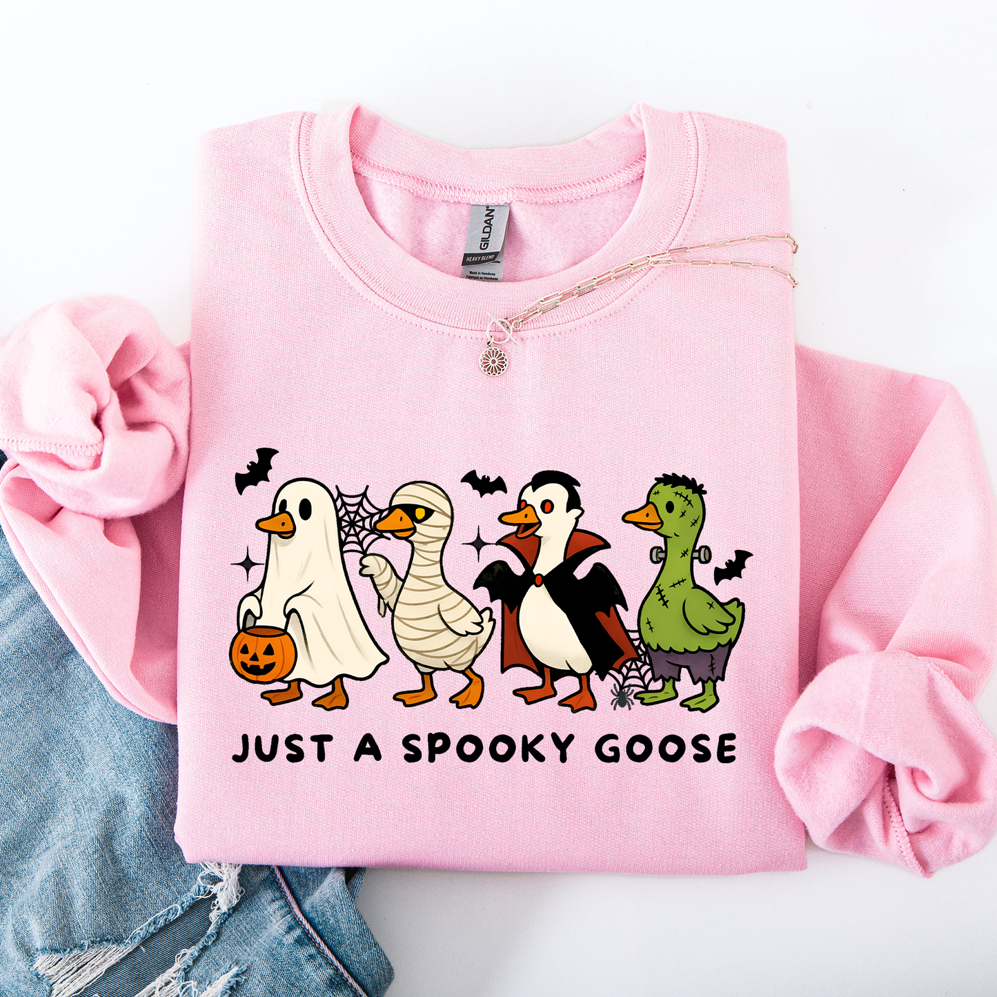 Just A Spooky Goose, Dracula, Vampire, Ghost, Mummy, Halloween, Funny Sweatshirt