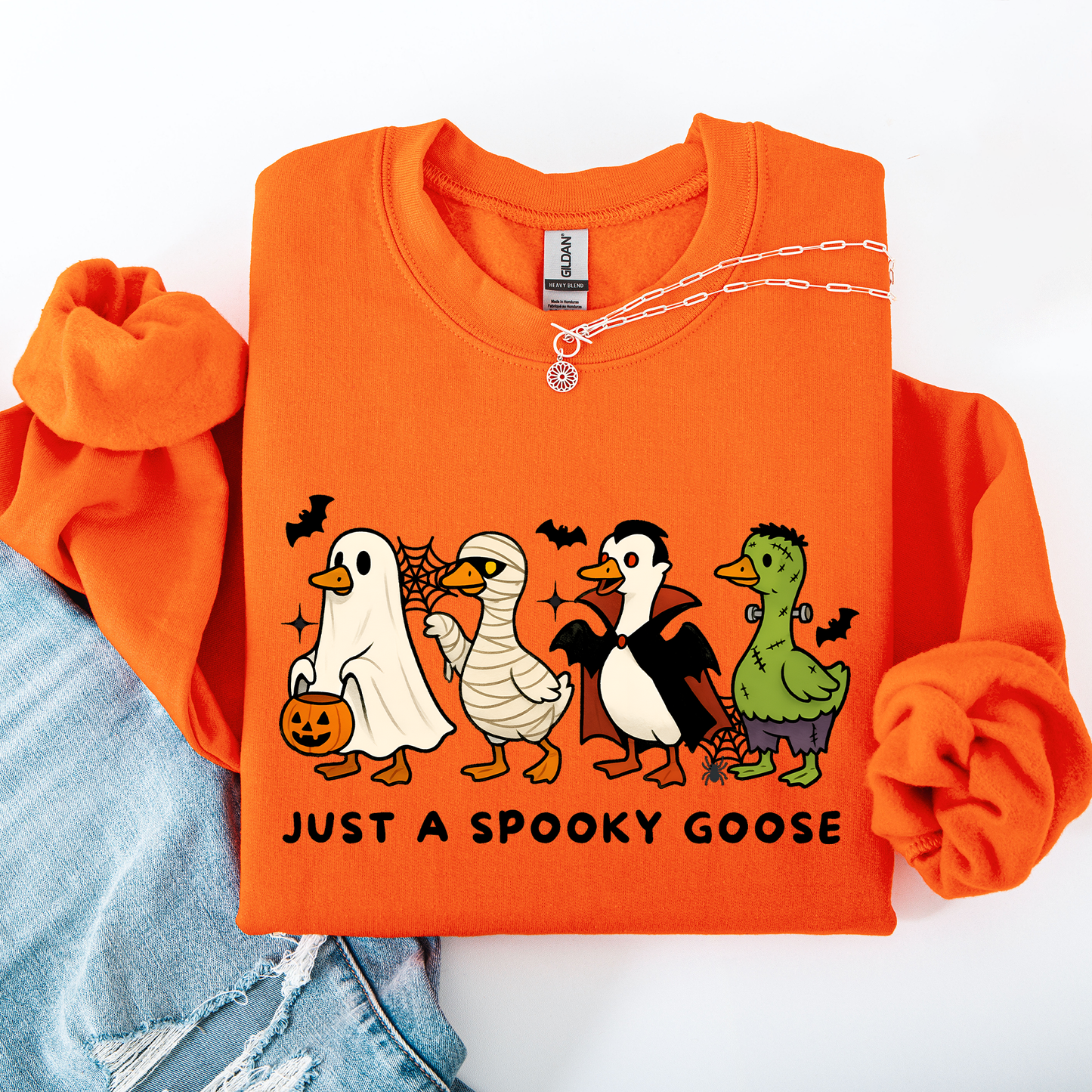 Just A Spooky Goose, Dracula, Vampire, Ghost, Mummy, Halloween, Funny Sweatshirt