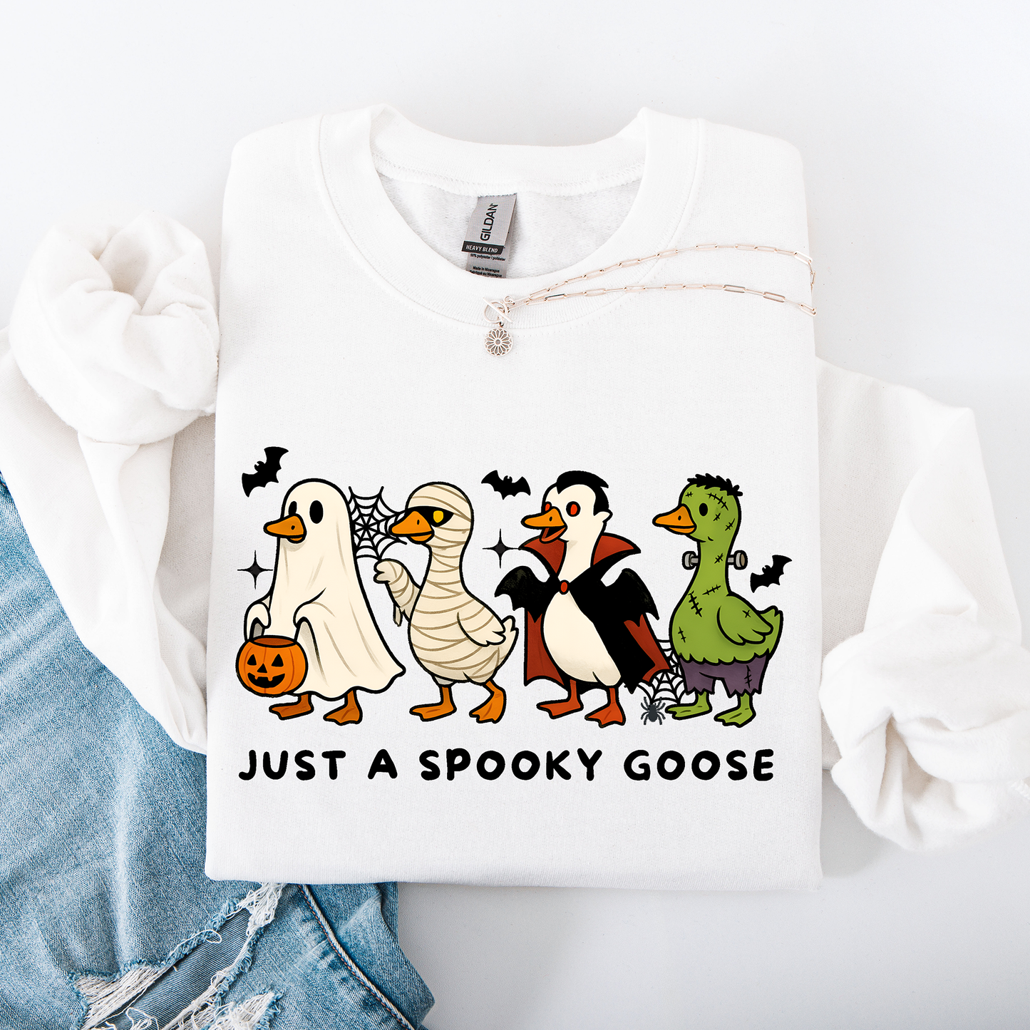 Just A Spooky Goose, Dracula, Vampire, Ghost, Mummy, Halloween, Funny Sweatshirt