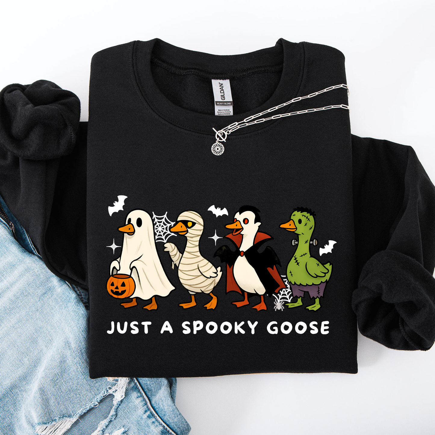 Just A Spooky Goose, Dracula, Vampire, Ghost, Mummy, Halloween, Funny Sweatshirt