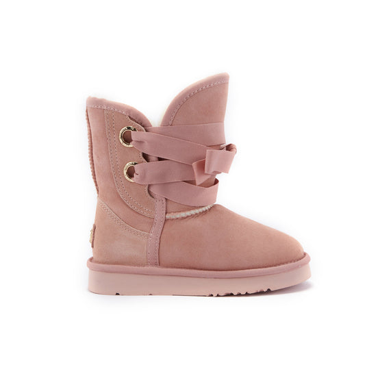 Kids Bedouin Pink Suede Short Cut Boot Australia Luxe Collective