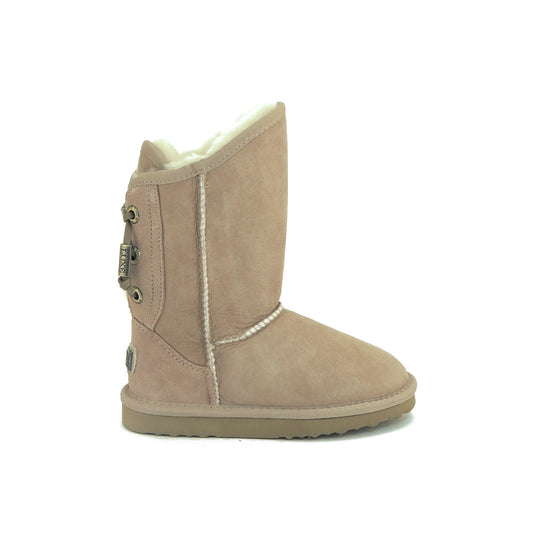 Kids Suede Short Cut Boots with Sheepskin Lining KIDS DITA SAND
