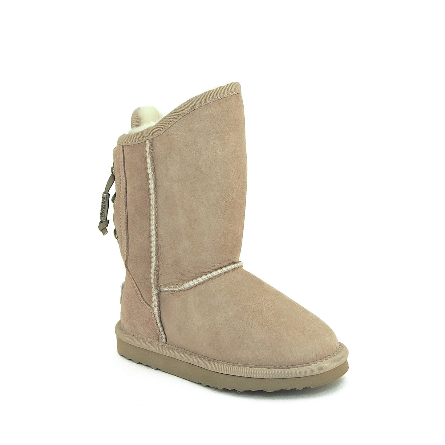 Kids Suede Short Cut Boots with Sheepskin Lining KIDS DITA SAND
