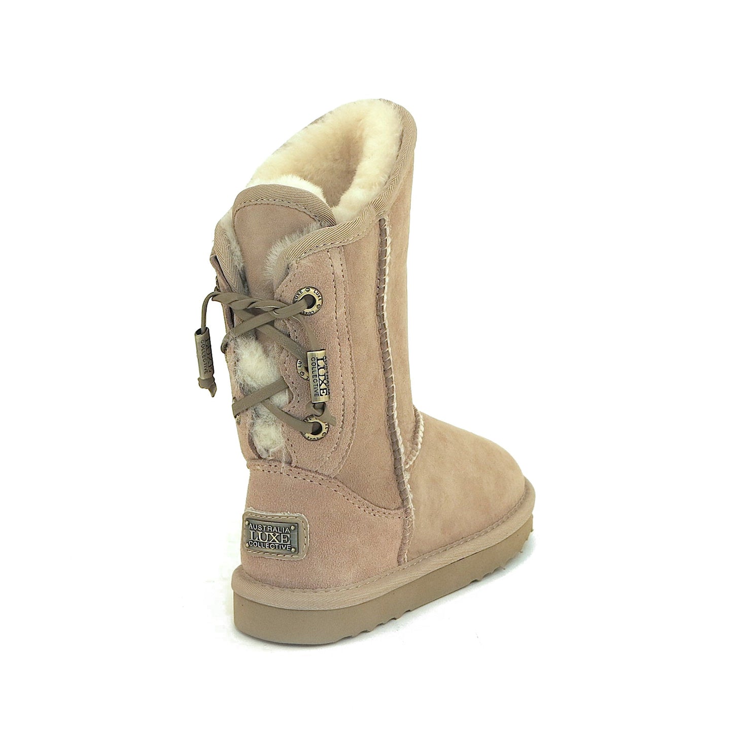 Kids Suede Short Cut Boots with Sheepskin Lining KIDS DITA SAND