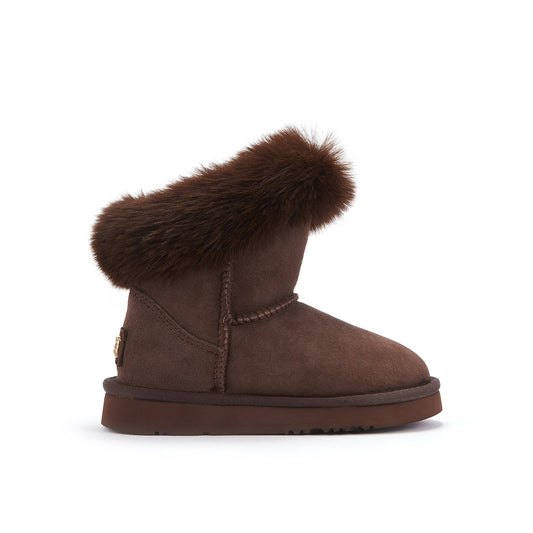 Kids Foxy Burnt Extra Short Sheepskin Boots Luxe