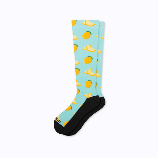Lemon Print Cute Compression Socks for Nurses and Travel