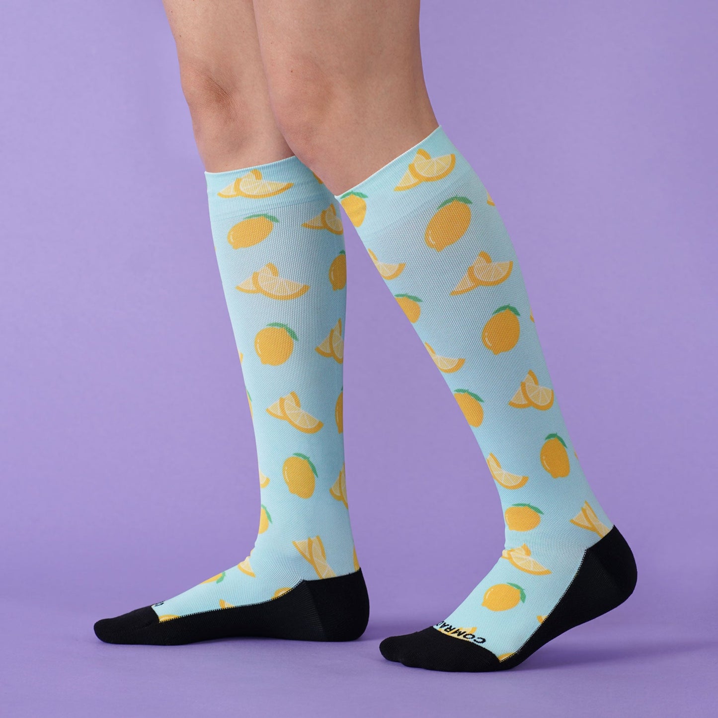 Lemon Print Cute Compression Socks for Nurses and Travel