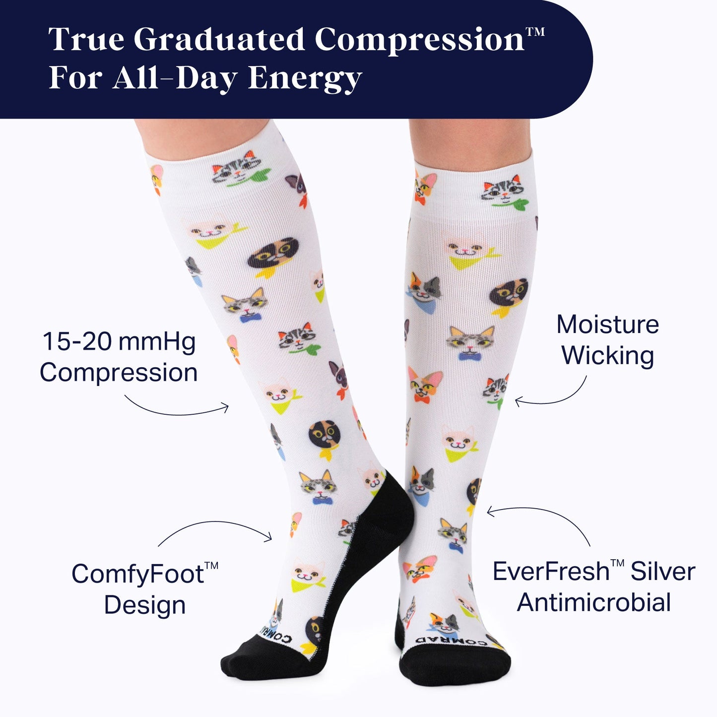 Cute Compression Socks Cat With Graduated Support