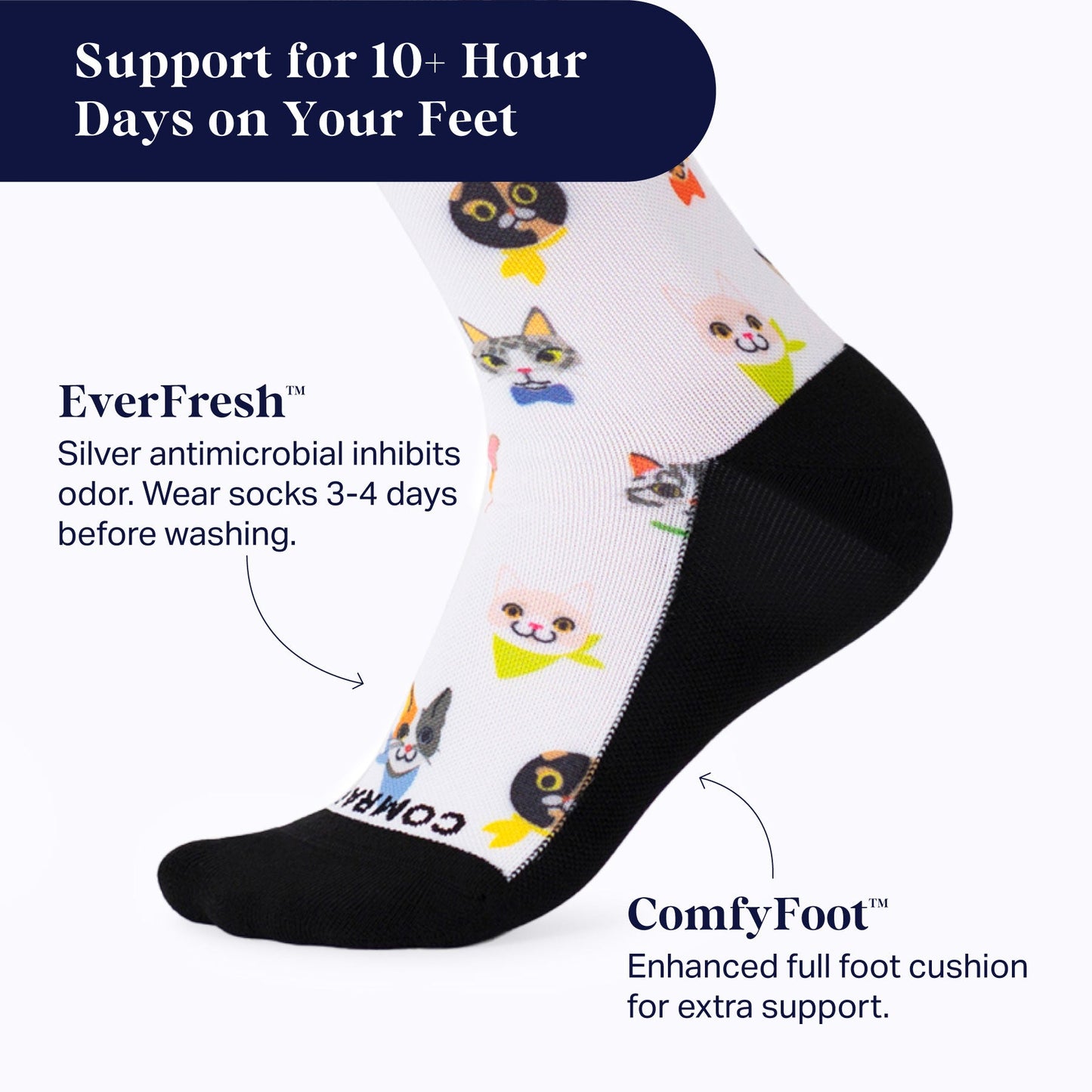 Cute Compression Socks Cat With Graduated Support