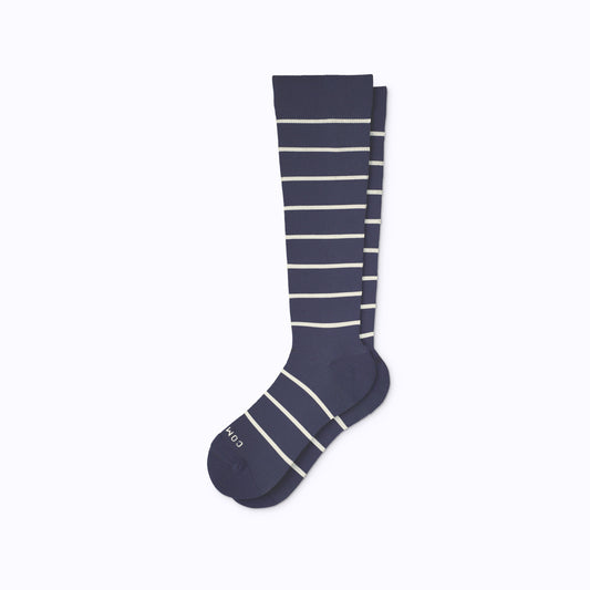 Knee-High Compression Socks Stripes Navy/Sand