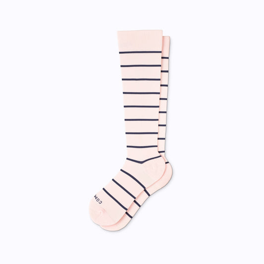 Knee-High Compression Socks Stripes Rose Navy Companion