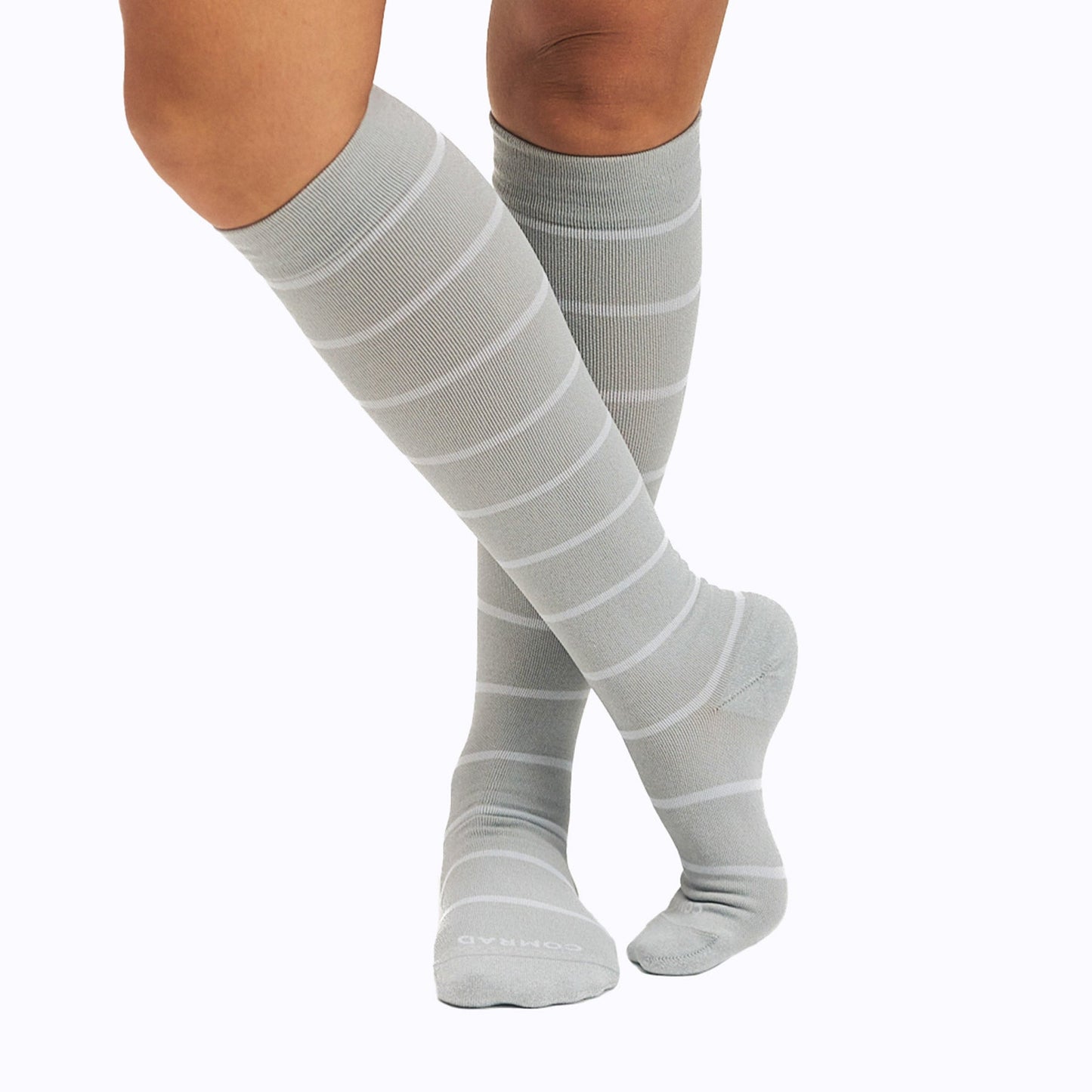 Knee-High Compression Socks Stripes Grey 20-30 mmHg
