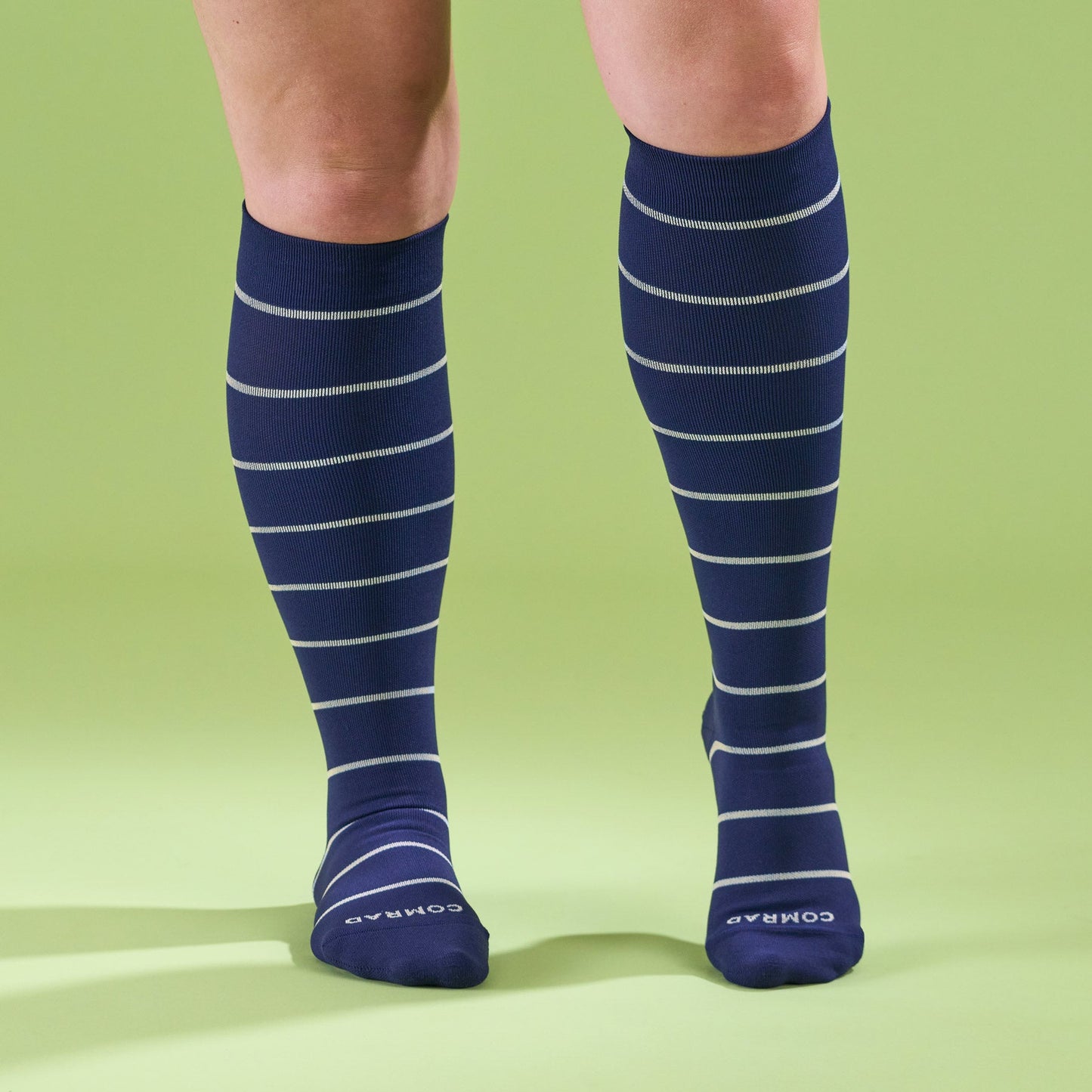 Knee-High Compression Socks Stripes Navy/Sand