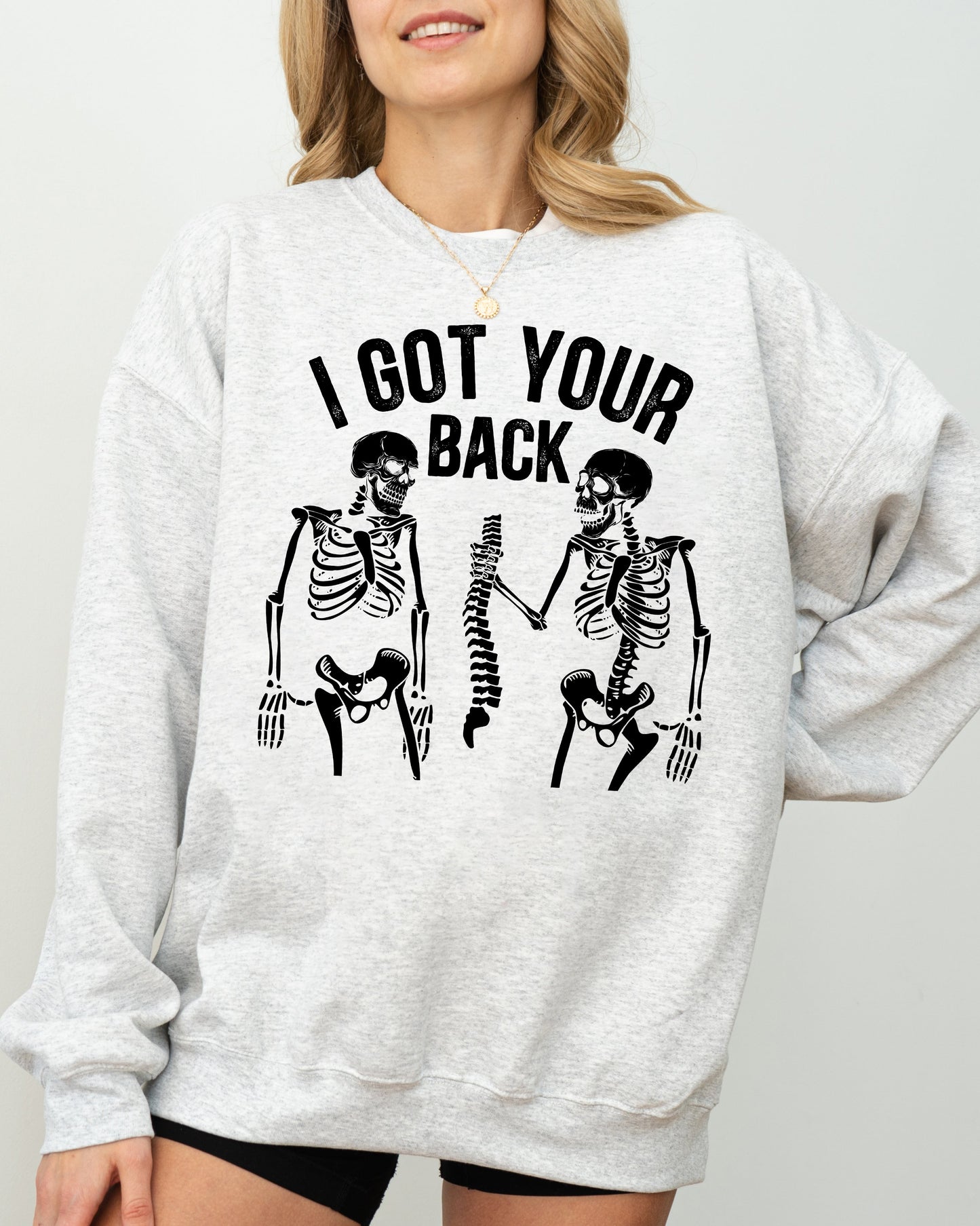 Funny Halloween Skeleton Witch Costume Sweatshirt I Got Your Back