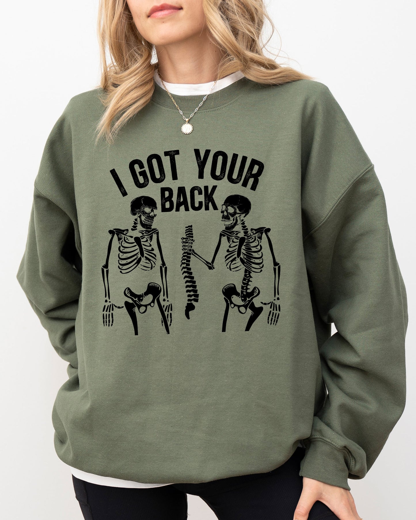 Funny Halloween Skeleton Witch Costume Sweatshirt I Got Your Back