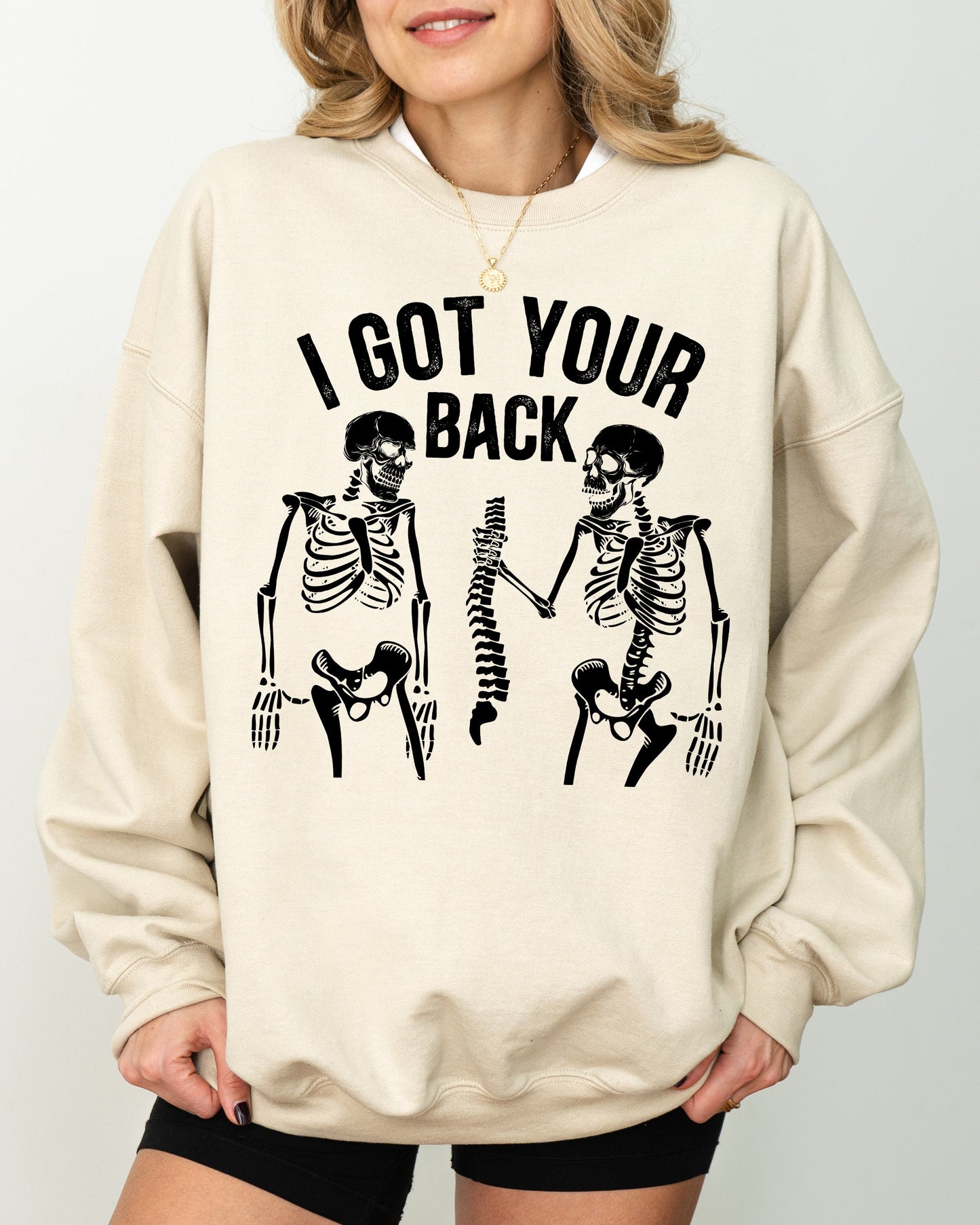 Funny Halloween Skeleton Witch Costume Sweatshirt I Got Your Back