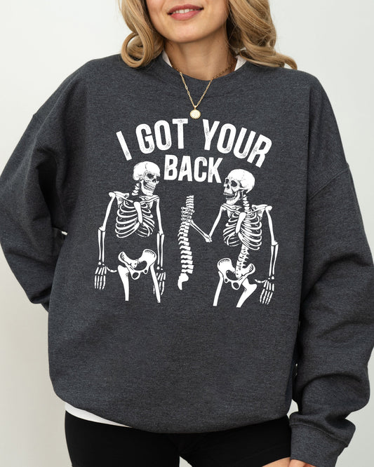 Funny Halloween Skeleton Witch Costume Sweatshirt I Got Your Back