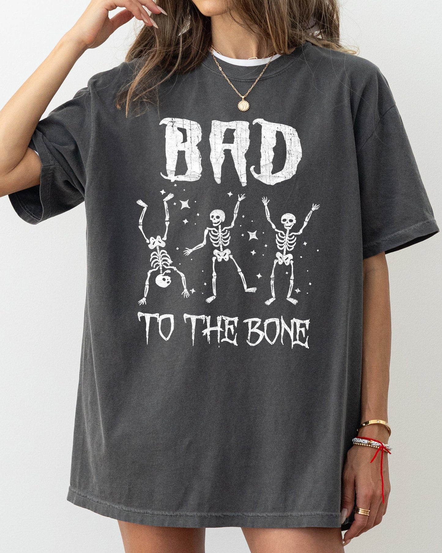 Bad To The Bone, Funny Skeleton, Witch, Aesthetic, Meme, Halloween, Spooky, Costume, Tshirt Comfort Colors T-Shirt