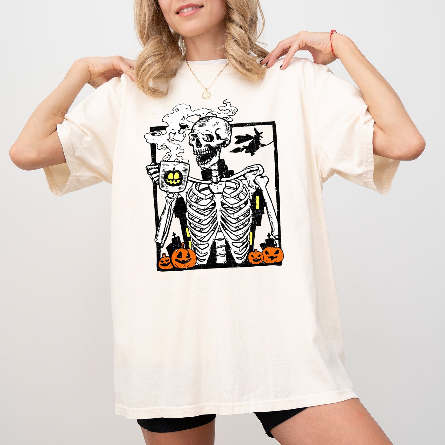 Coffee Lover Skeleton Funny Aesthetic Costume Tshirt Comfort Colors T-Shirt