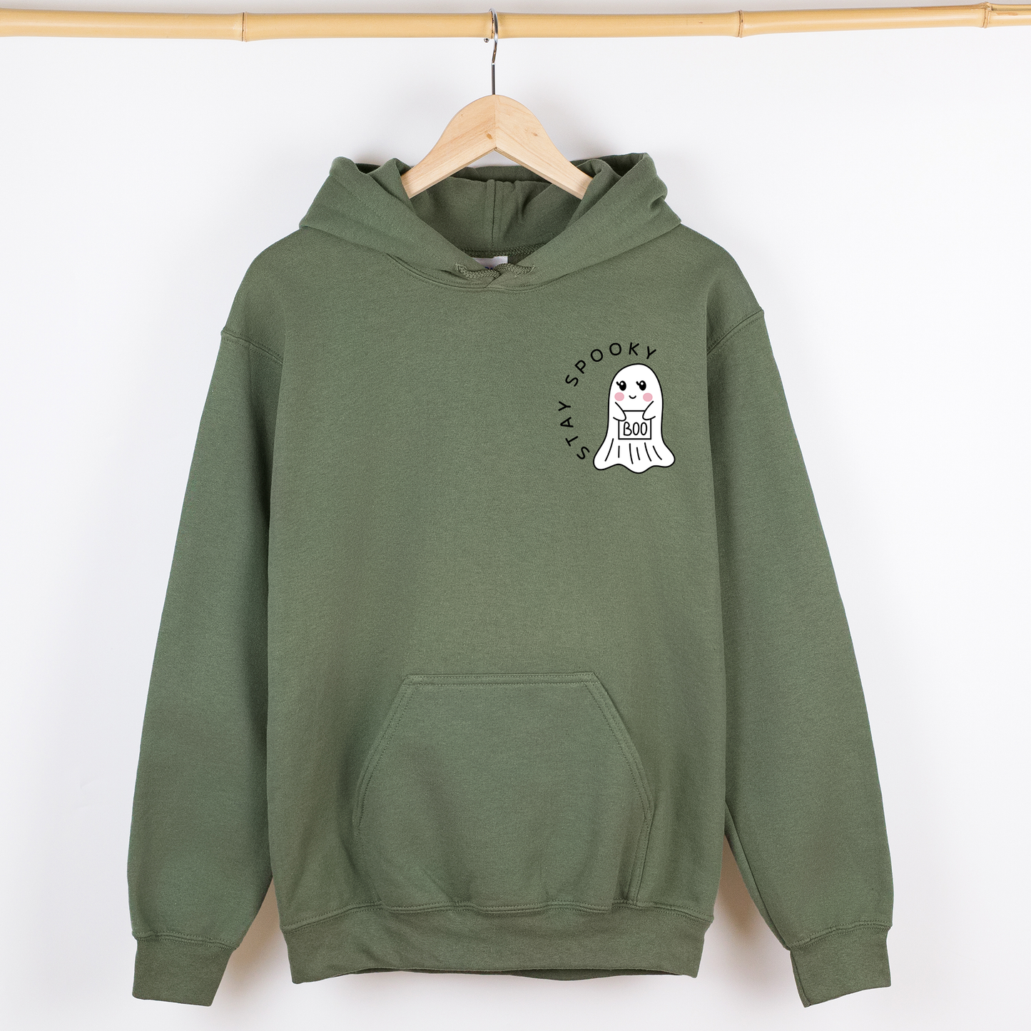 Stay Spooky, Ghost, Cute, Halloween Pocket, Graphic Hoodie, Hooded Sweatshirt