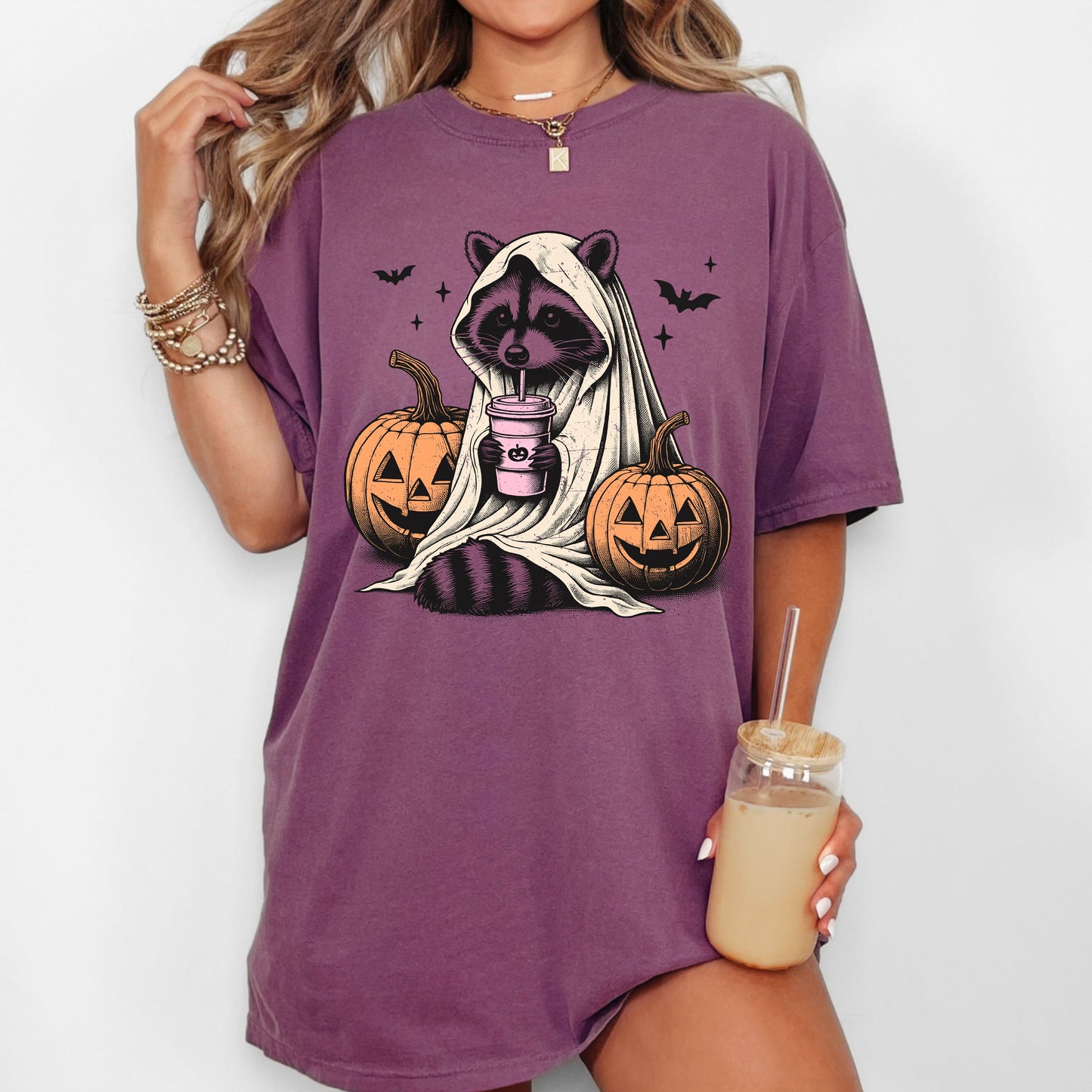 Racoon, Animal, Coffee Lovers, Farm, Ghost, Western, Witch, Aesthetic, Meme, Halloween, Costume, Tshirt Comfort Colors T-Shirt