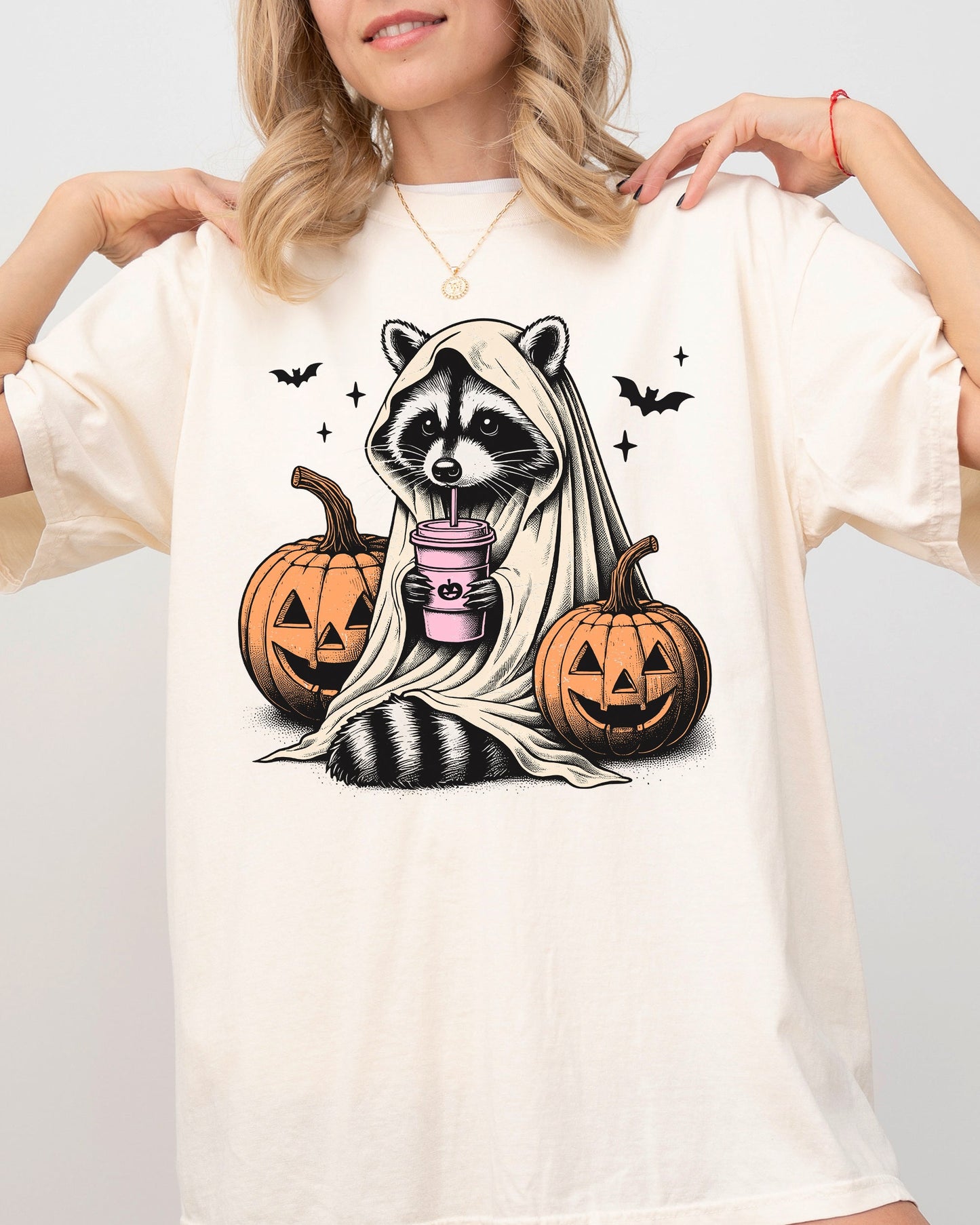 Racoon, Animal, Coffee Lovers, Farm, Ghost, Western, Witch, Aesthetic, Meme, Halloween, Costume, Tshirt Comfort Colors T-Shirt