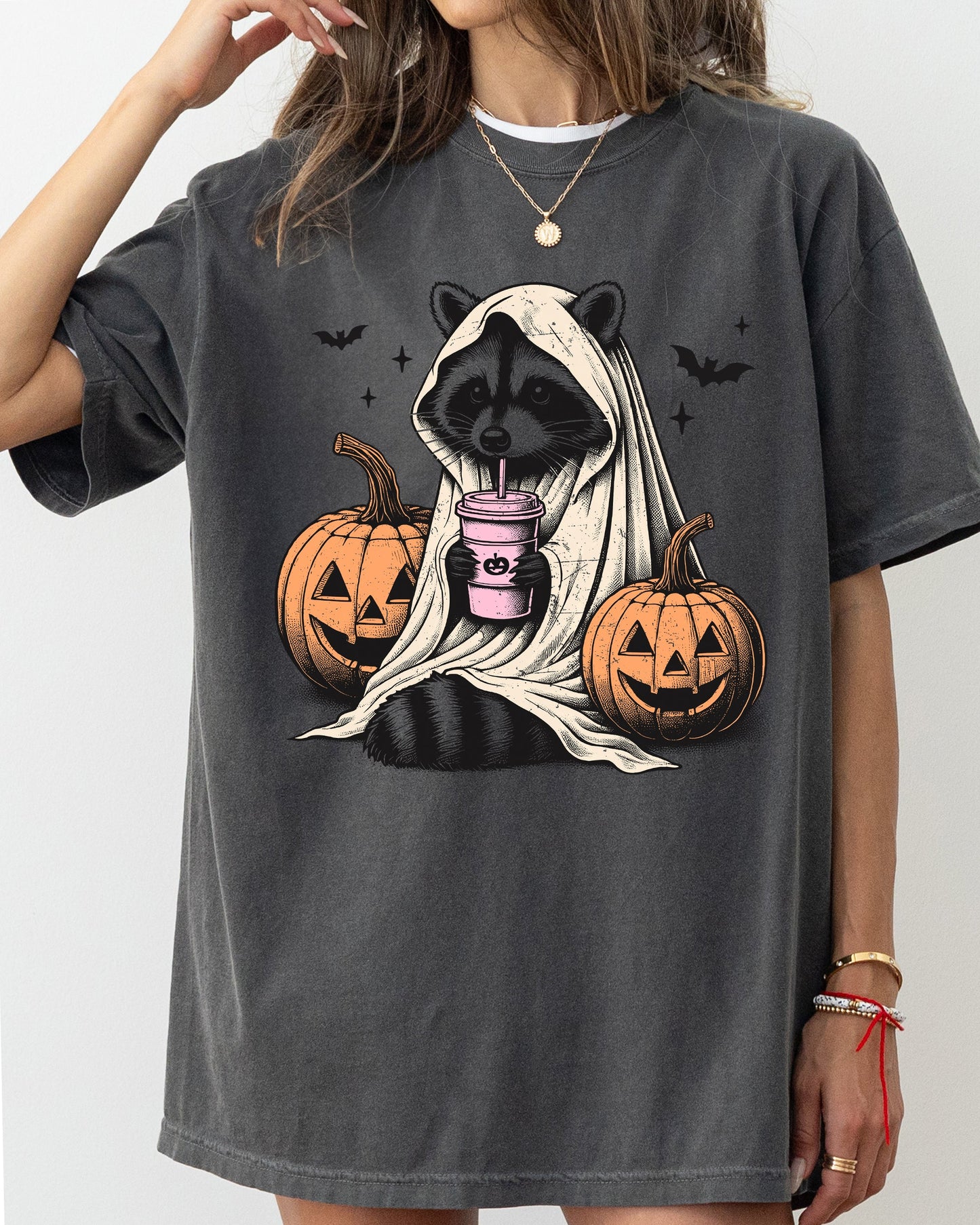 Racoon, Animal, Coffee Lovers, Farm, Ghost, Western, Witch, Aesthetic, Meme, Halloween, Costume, Tshirt Comfort Colors T-Shirt