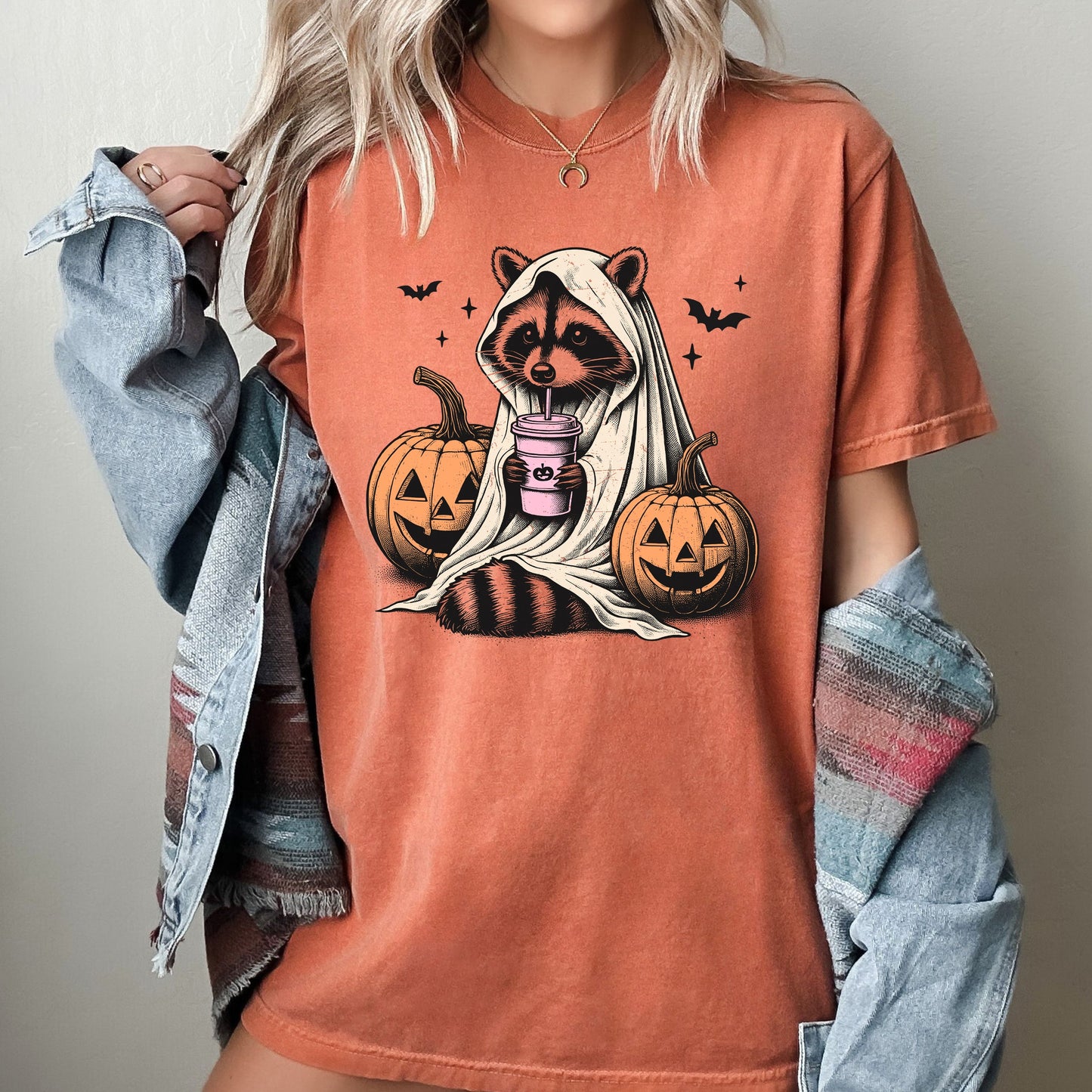 Racoon, Animal, Coffee Lovers, Farm, Ghost, Western, Witch, Aesthetic, Meme, Halloween, Costume, Tshirt Comfort Colors T-Shirt
