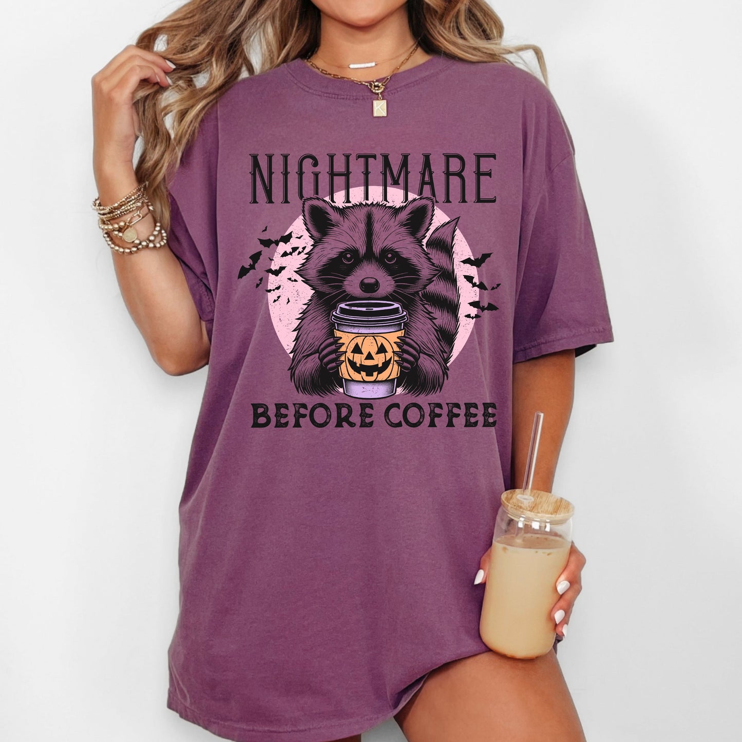 Raccoon, Nightmare Before Coffee, Western, Witch, Aesthetic, Meme, Halloween, Costume, Tshirt Comfort Colors T-Shirt
