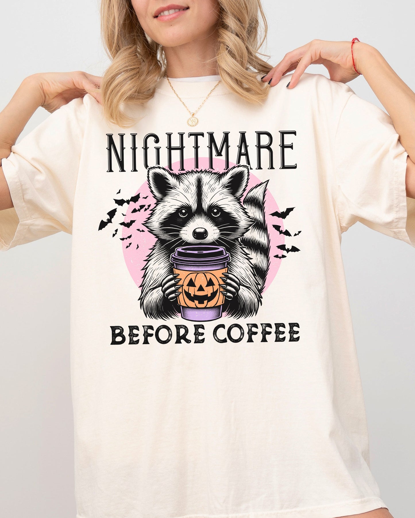 Raccoon, Nightmare Before Coffee, Western, Witch, Aesthetic, Meme, Halloween, Costume, Tshirt Comfort Colors T-Shirt