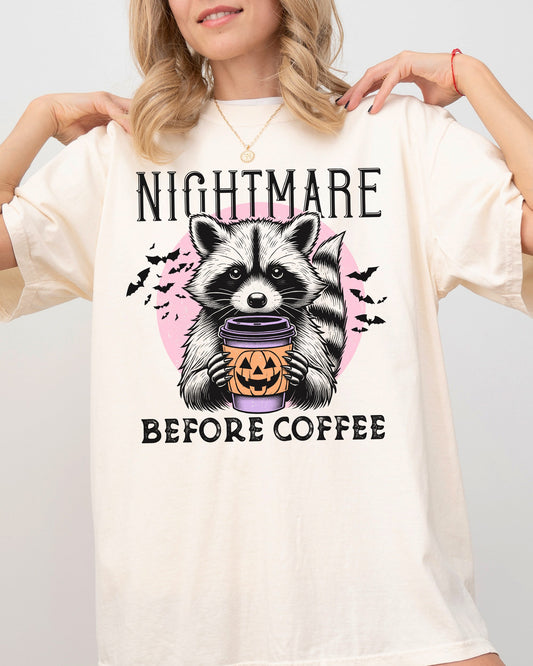 Raccoon, Nightmare Before Coffee, Western, Witch, Aesthetic, Meme, Halloween, Costume, Tshirt Comfort Colors T-Shirt