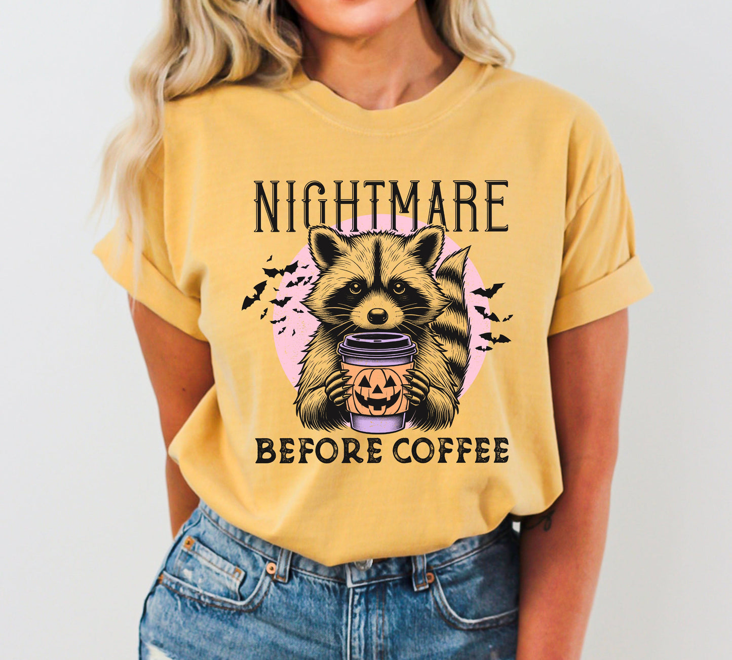 Raccoon, Nightmare Before Coffee, Western, Witch, Aesthetic, Meme, Halloween, Costume, Tshirt Comfort Colors T-Shirt