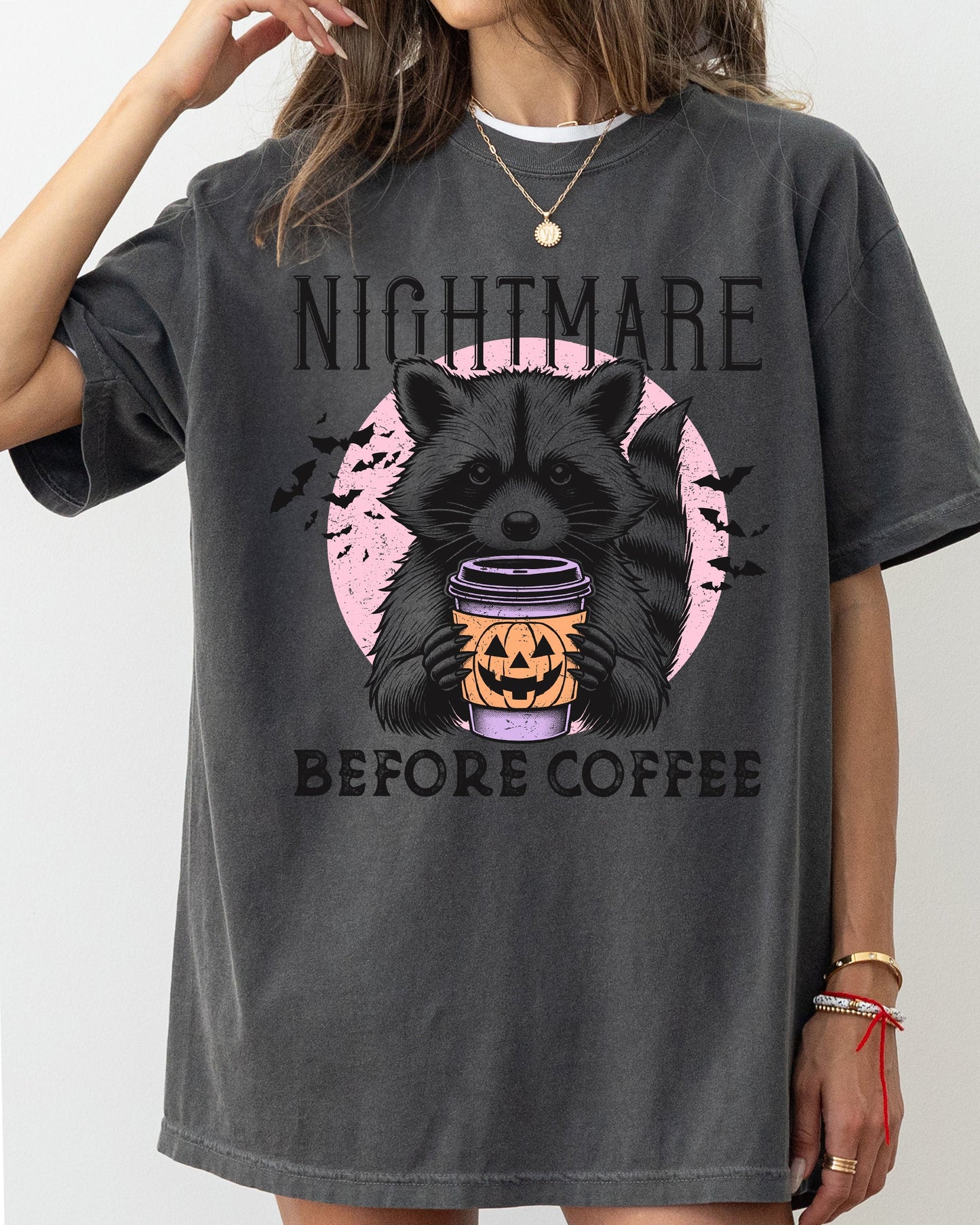 Raccoon, Nightmare Before Coffee, Western, Witch, Aesthetic, Meme, Halloween, Costume, Tshirt Comfort Colors T-Shirt