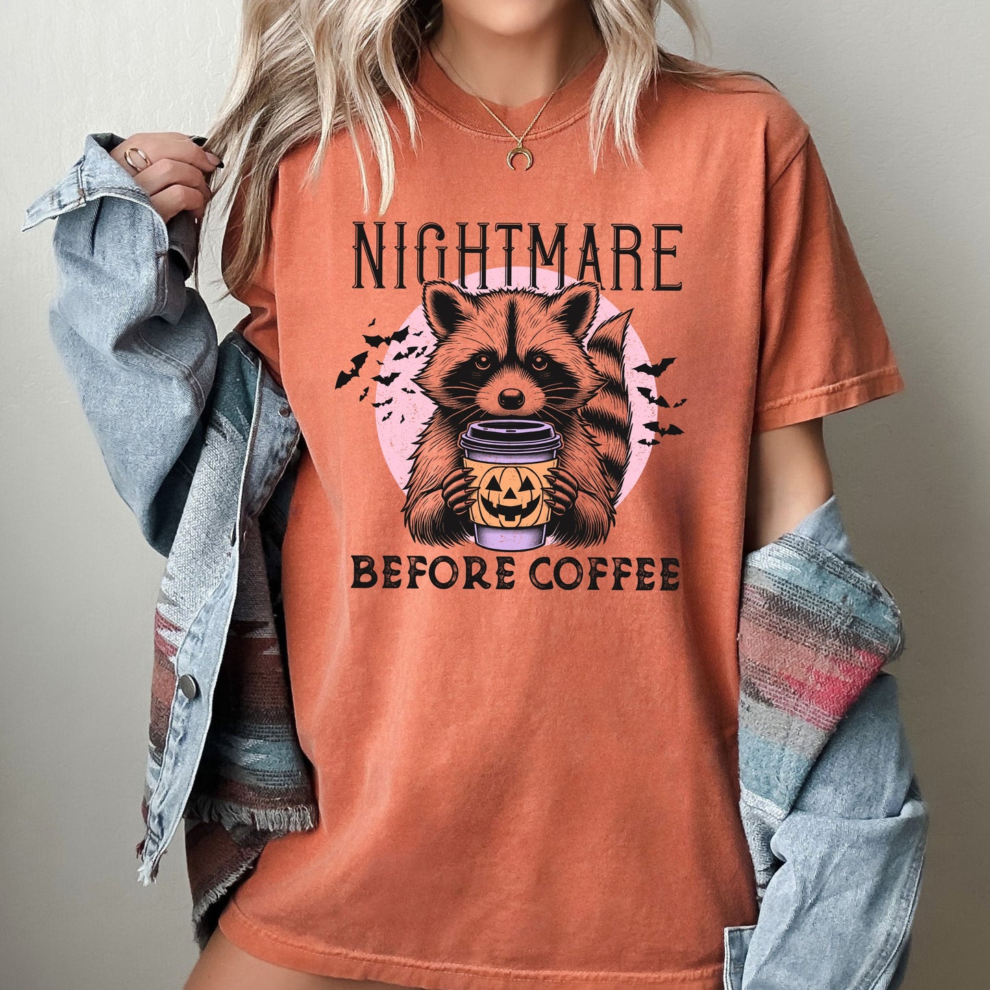 Raccoon, Nightmare Before Coffee, Western, Witch, Aesthetic, Meme, Halloween, Costume, Tshirt Comfort Colors T-Shirt