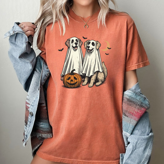 Vintage Dog Lovers Ghost Western Witch Halloween Costume T-Shirt Comfort Colors
