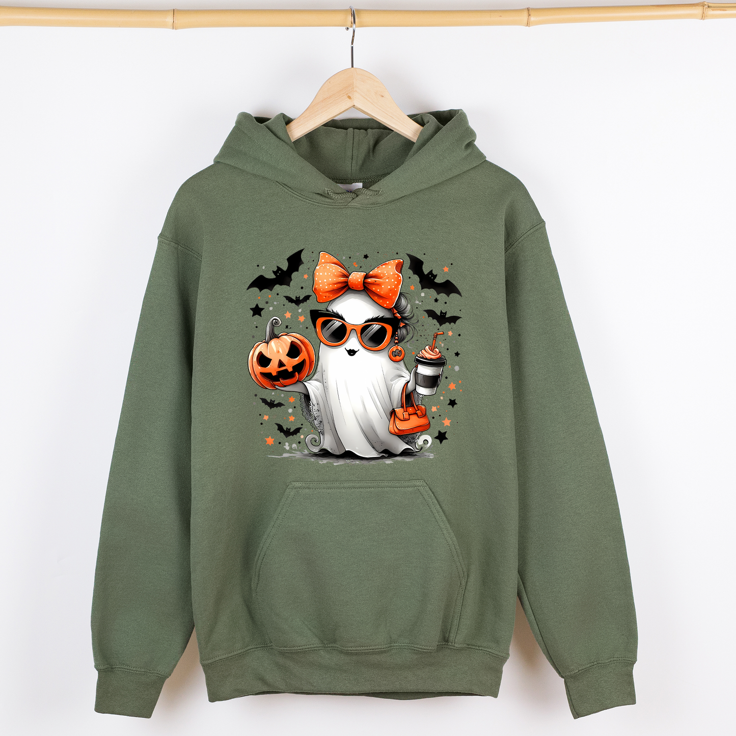 Coffee Lover Ghost Pumpkin Graphic Hoodie Hooded Sweatshirt Refinery Number One