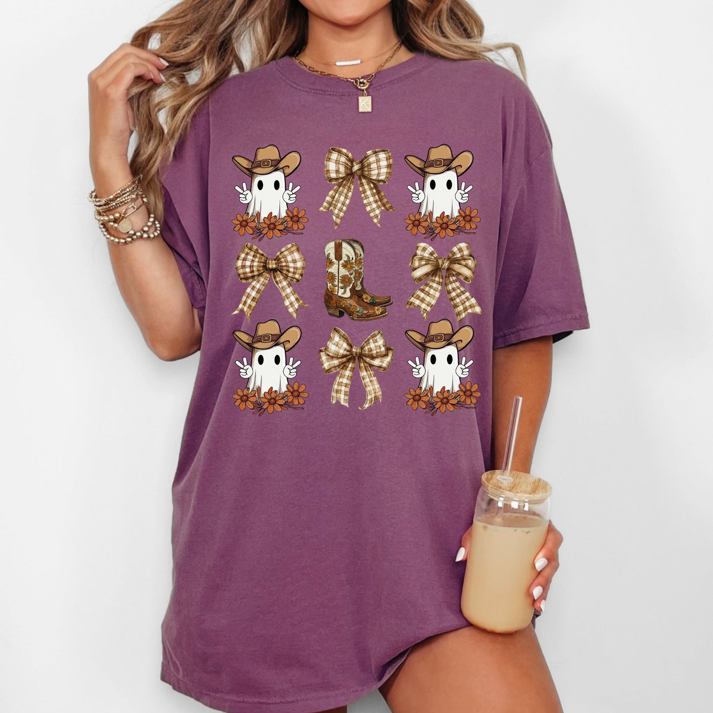 Cowboy Ghost Western Ribbon Bow Halloween Costume Tshirt Comfort Colors T-Shirt