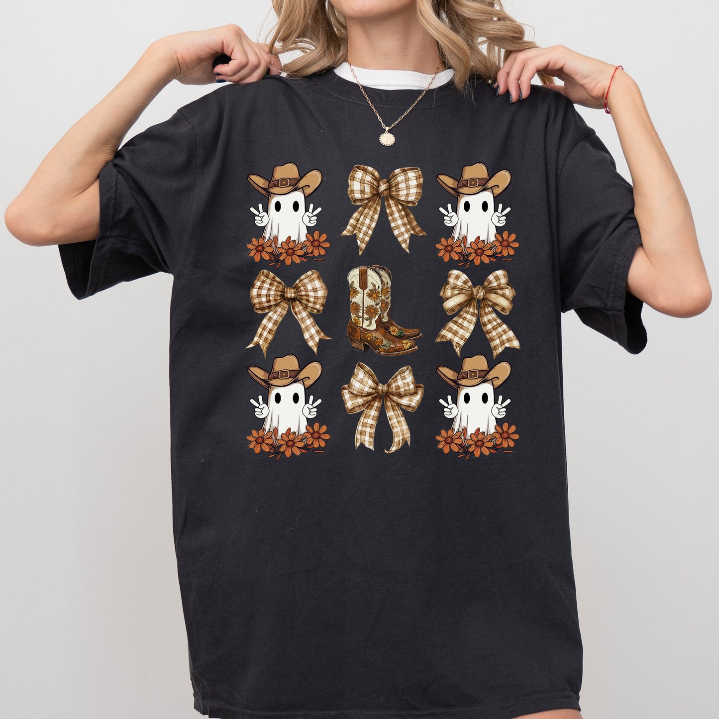 Cowboy Ghost Western Ribbon Bow Halloween Costume Tshirt Comfort Colors T-Shirt