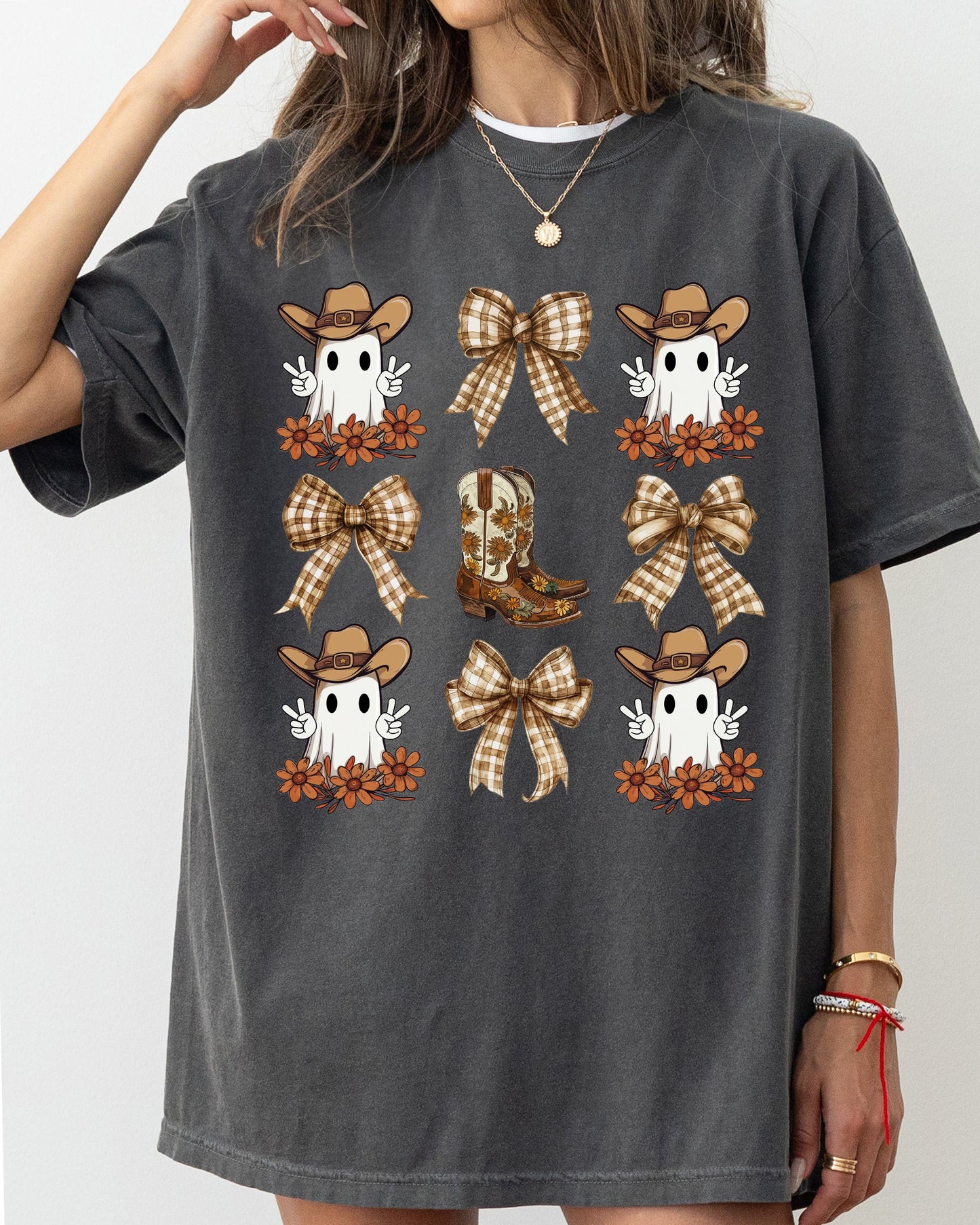 Cowboy Ghost Western Ribbon Bow Halloween Costume Tshirt Comfort Colors T-Shirt