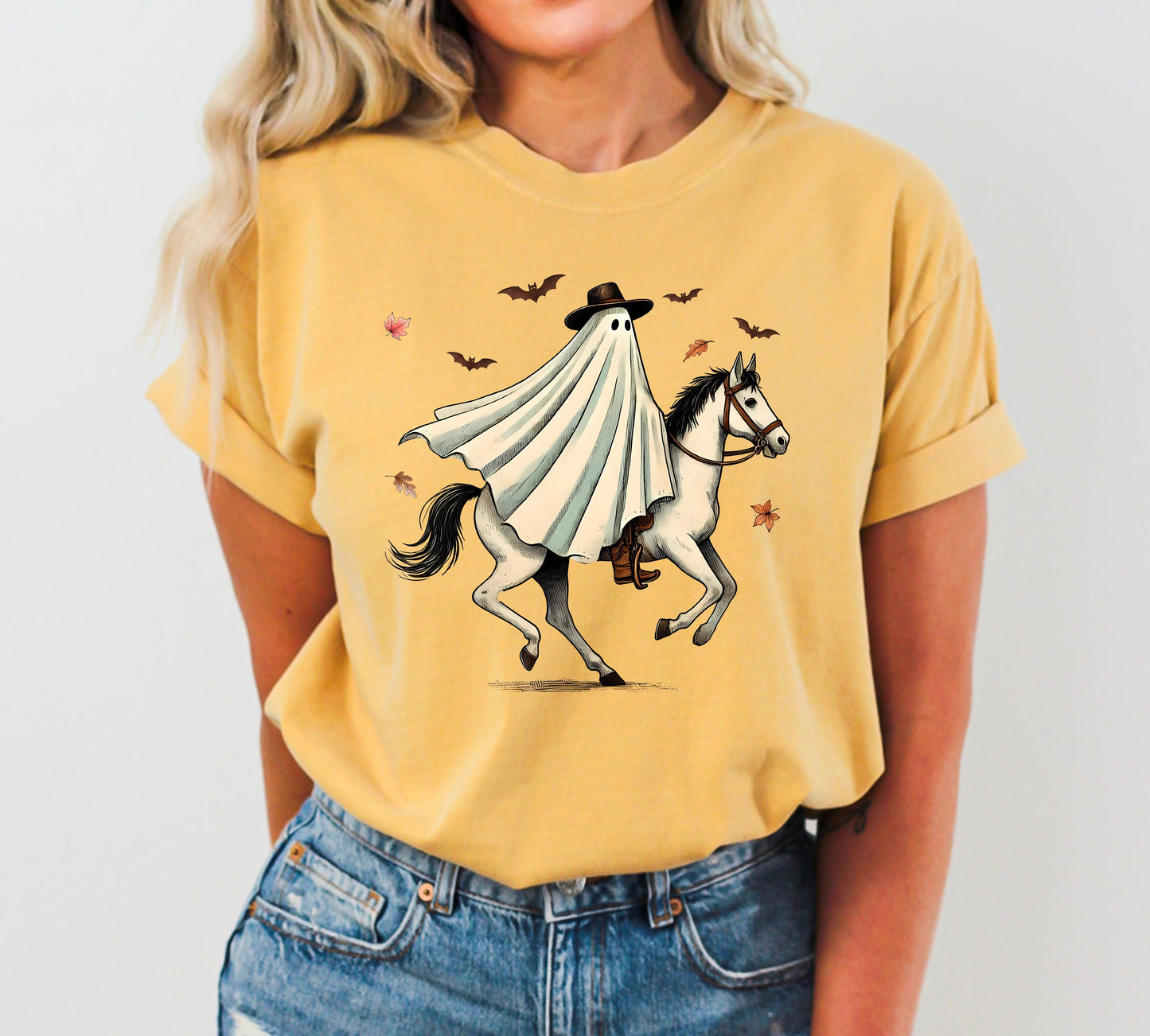 Cowboy Ghost Riding Horse Western Aesthetic Meme Halloween Costume T-Shirt Comfort Colors