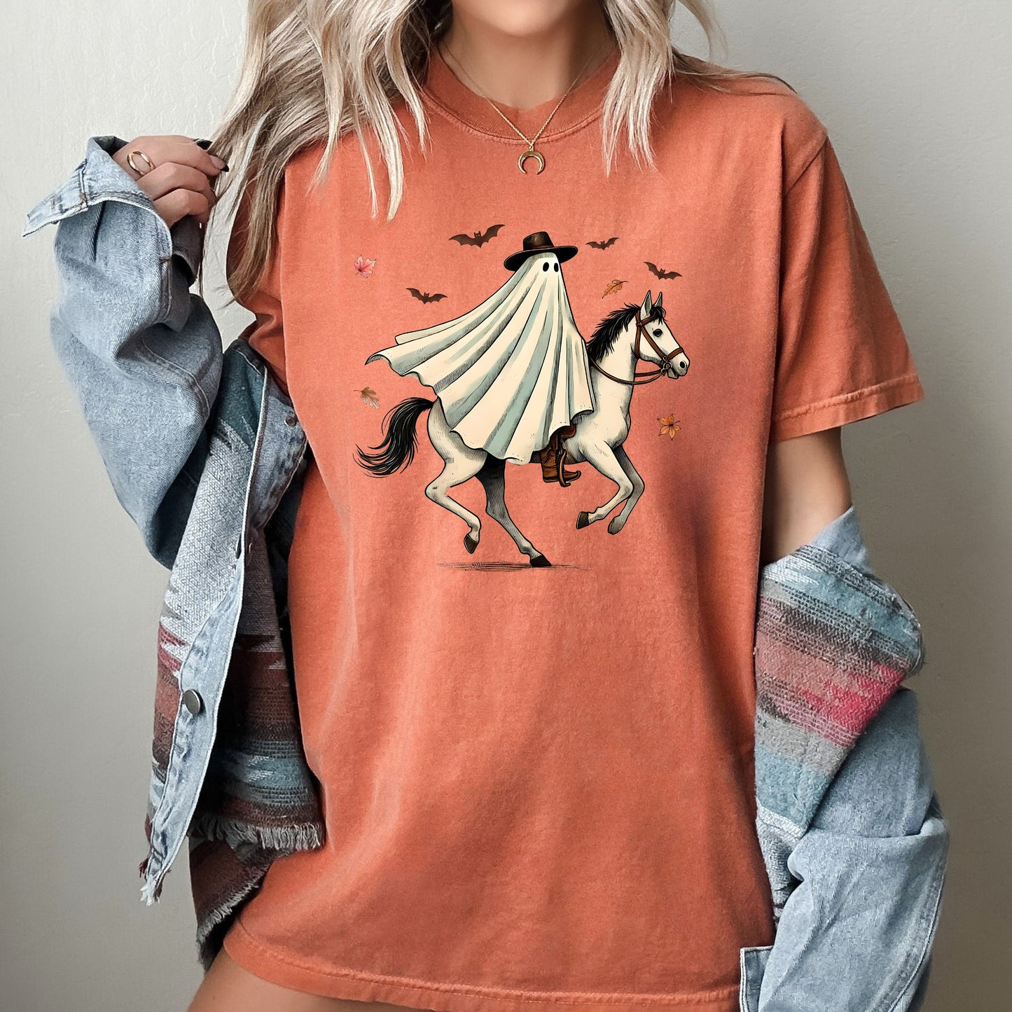 Cowboy Ghost Riding Horse Western Aesthetic Meme Halloween Costume T-Shirt Comfort Colors