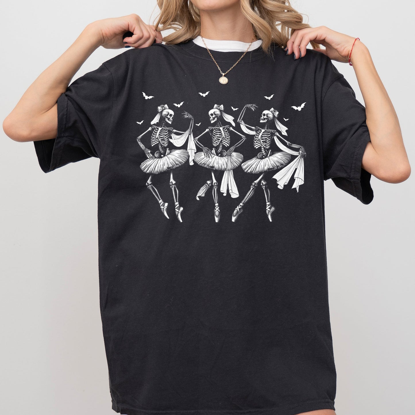 Dancing Skeletons Ladies Comfort Colors T-Shirt Halloween Costume