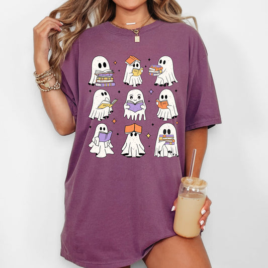 Book Lover Ghosts Reading Western Witch Halloween Costume Tshirt Comfort Colors T-Shirt