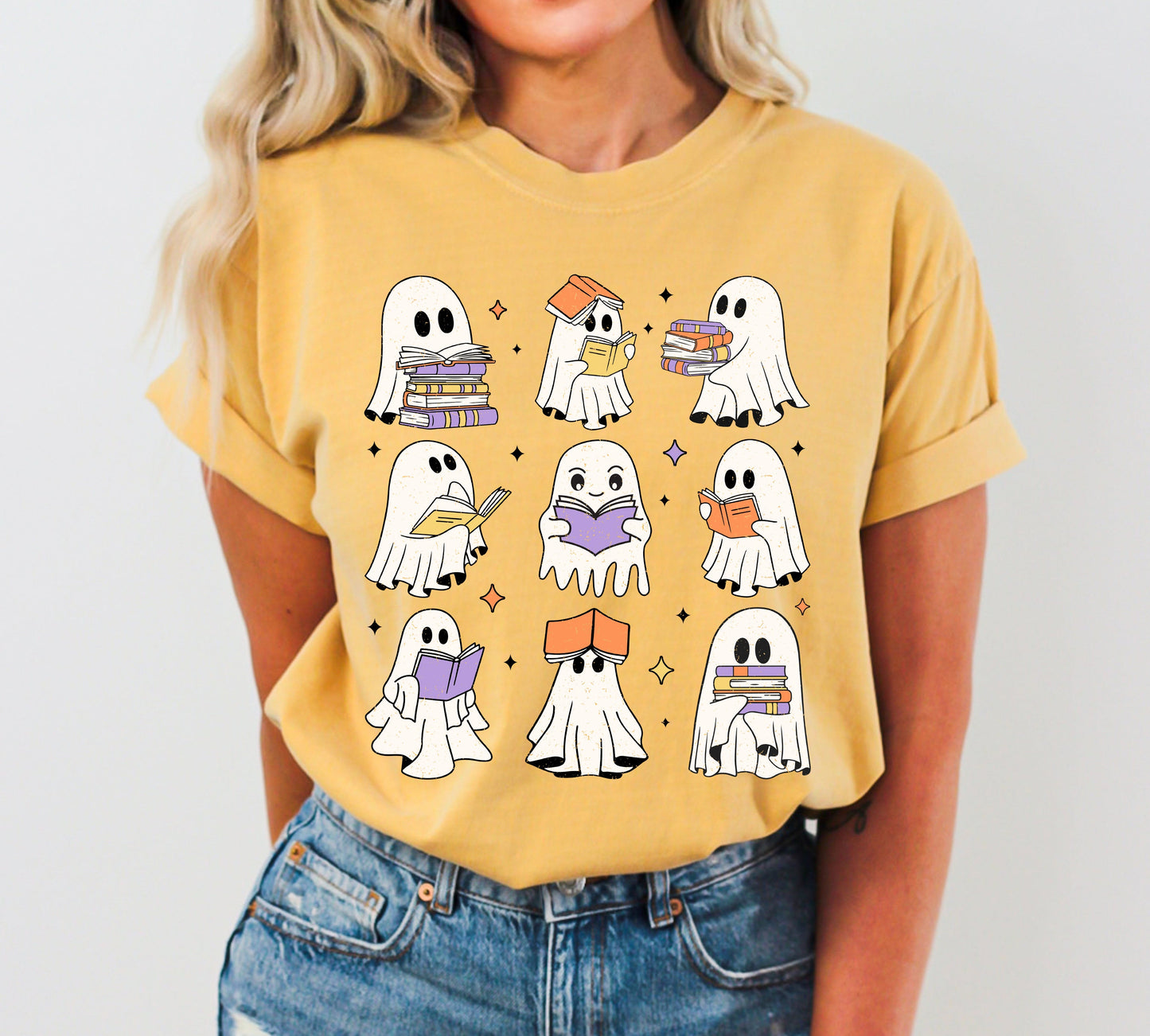 Book Lover Ghosts Reading Western Witch Halloween Costume Tshirt Comfort Colors T-Shirt