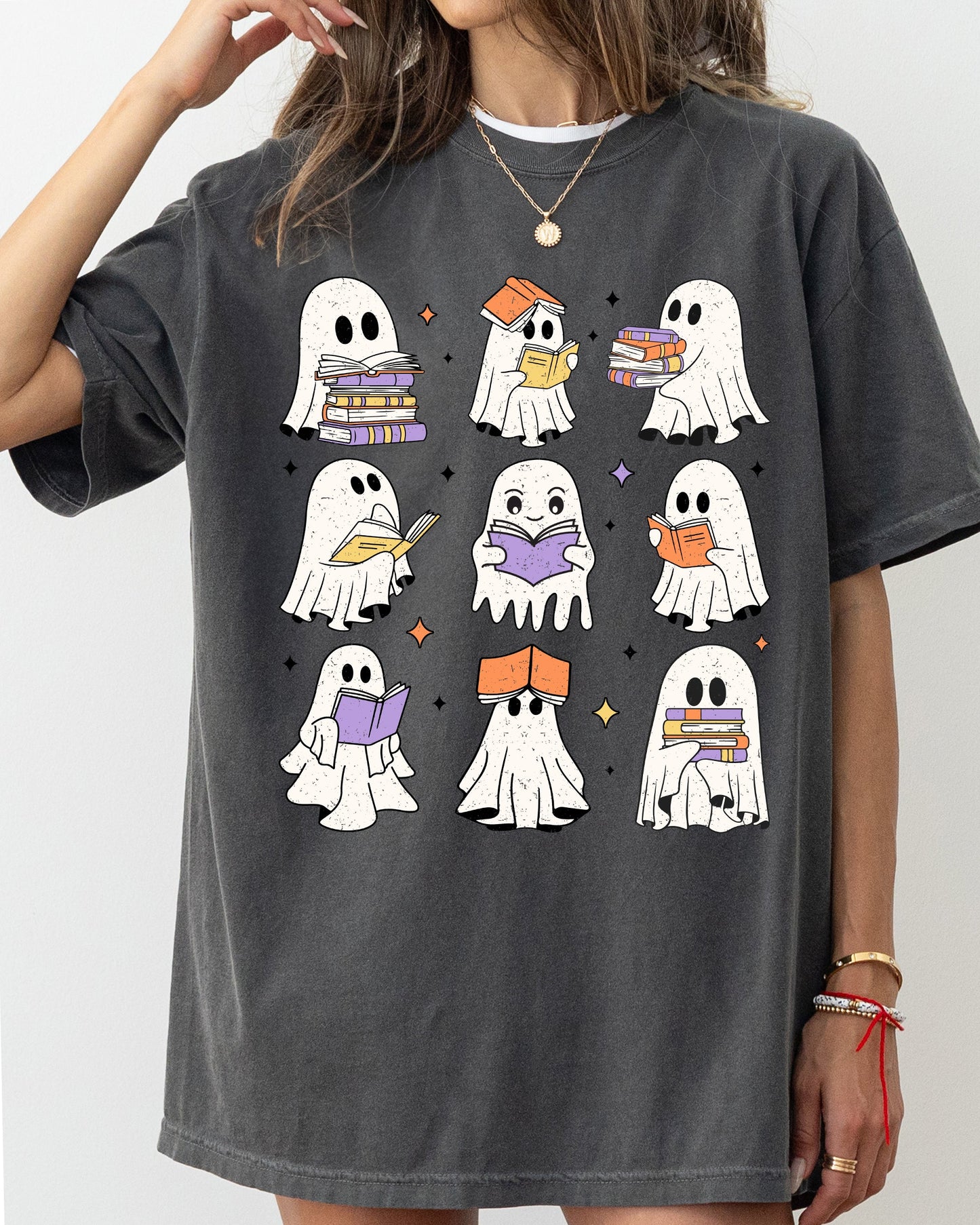 Book Lover Ghosts Reading Western Witch Halloween Costume Tshirt Comfort Colors T-Shirt