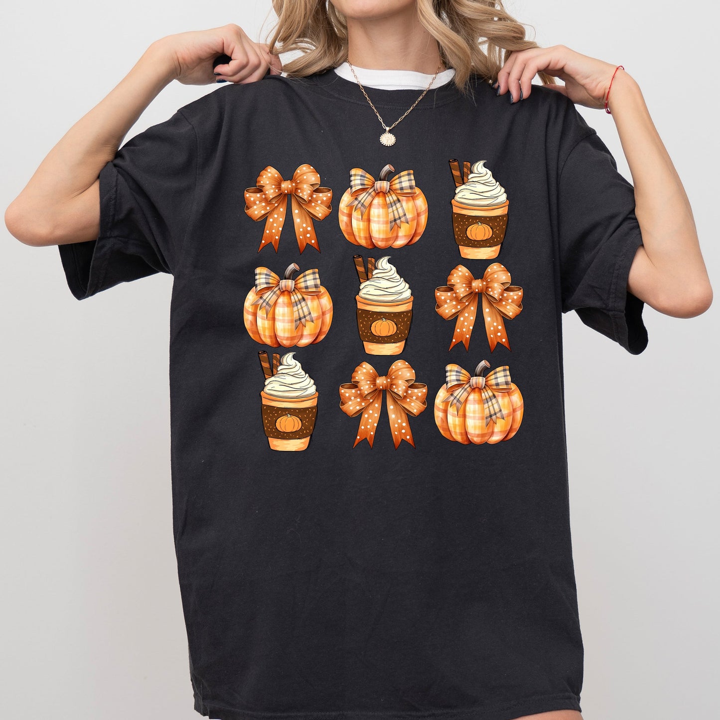 Coffee Pumpkin Bow Halloween Witch Aesthetic Meme Costume T-Shirt Comfort Colors